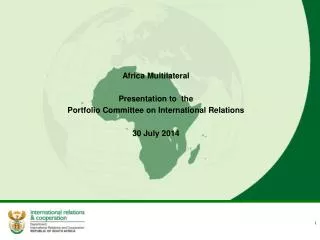 Africa Multilateral Presentation to the Portfolio Committee on International Relations