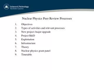 Nuclear Physics Peer Review Processes