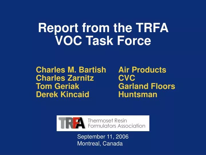 report from the trfa voc task force