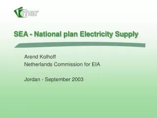 SEA - National plan Electricity Supply