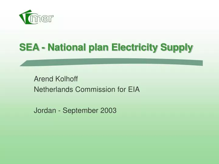sea national plan electricity supply