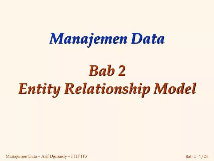 manajemen data bab 2 entity relationship model