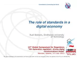 The role of standards in a digital economy