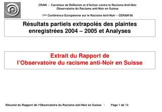 r sultats partiels extrapol s des plaintes enregistr es 2004 2005 et analyses