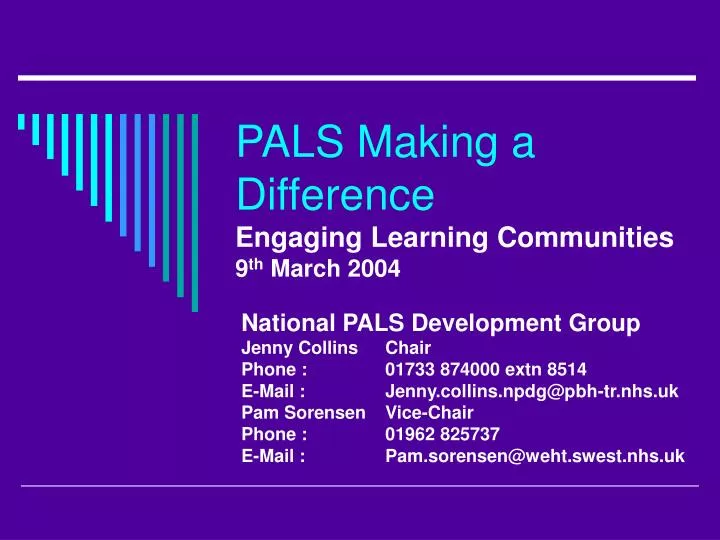 pals making a difference engaging learning communities 9 th march 2004