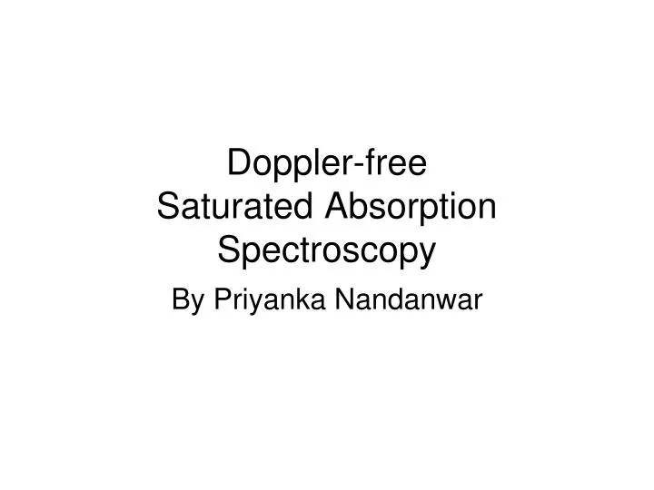 doppler free saturated absorption spectroscopy