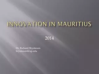 Innovation in mauritius