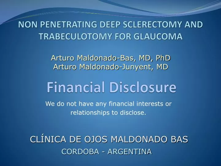 non penetrating deep sclerectomy and trabeculotomy for glaucoma