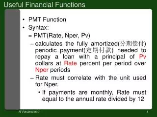 Useful Financial Functions