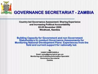 GOVERNANCE SECRETARIAT - ZAMBIA
