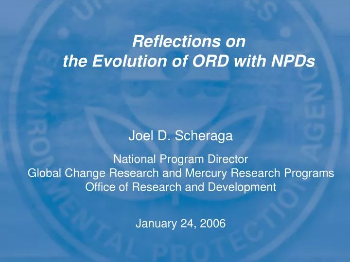 reflections on the evolution of ord with npds