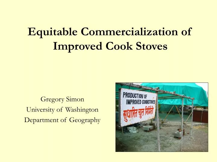 equitable commercialization of improved cook stoves
