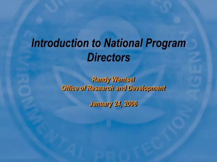 introduction to national program directors
