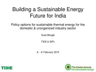 Building a Sustainable Energy Future for India