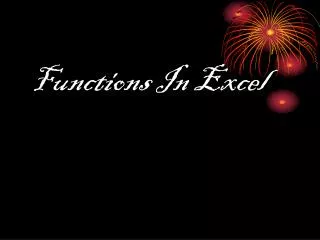 Functions In Excel