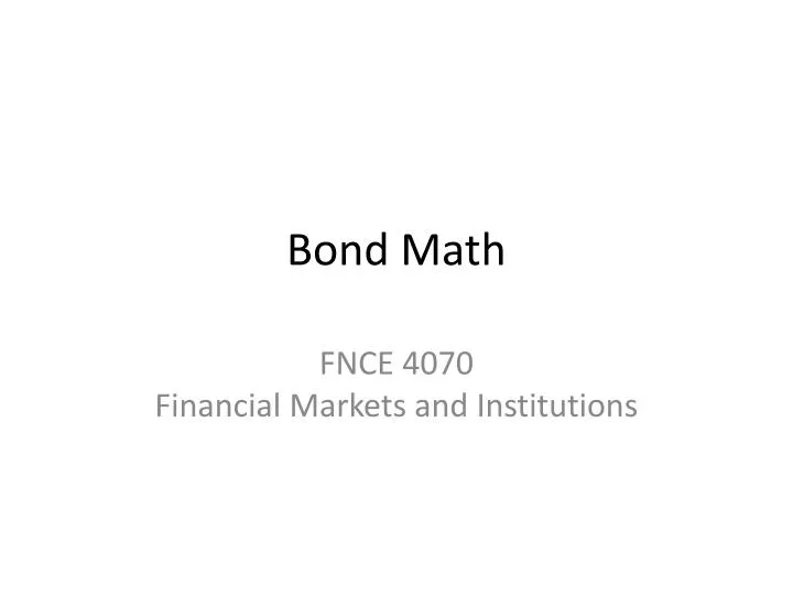 bond math