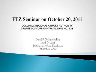 FTZ Seminar on October 20, 2011