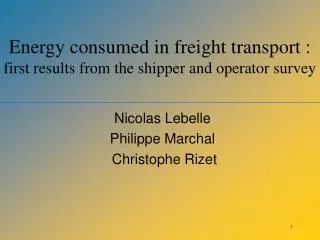 Energy consumed in freight transport : first results from the shipper and operator survey