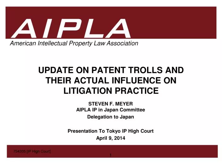 update on patent trolls and their actual influence on litigation practice