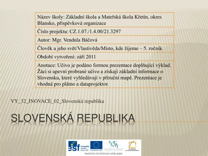 vy 32 inovace 02 slovensk republika