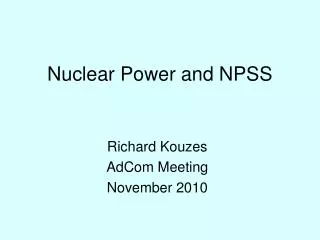 Nuclear Power and NPSS
