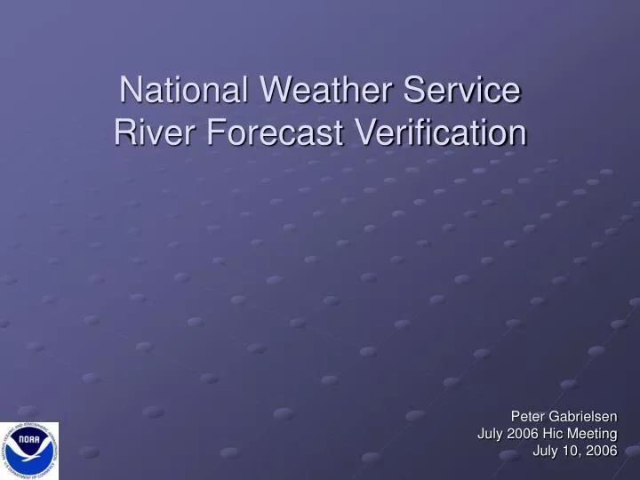national weather service river forecast verification