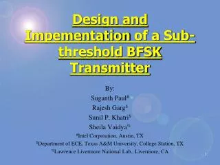 Design and Impementation of a Sub-threshold BFSK Transmitter