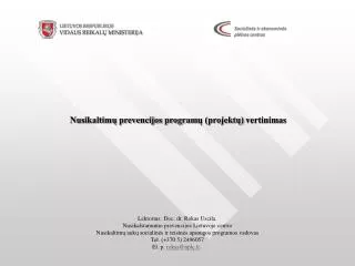 nusikaltim prevencijos program projekt vertinimas