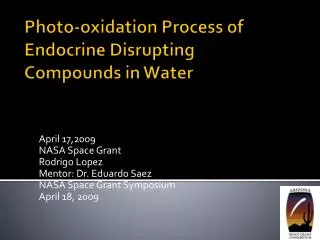 Photo-oxidation Process of Endocrine Disrupting Compounds in Water