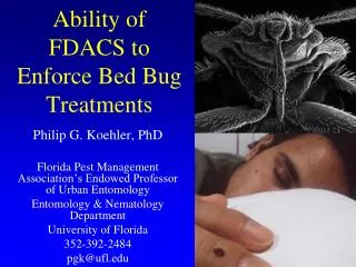 Ability of FDACS to Enforce Bed Bug Treatments