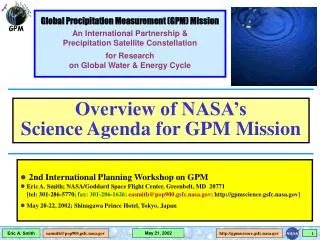 2nd International Planning Workshop on GPM