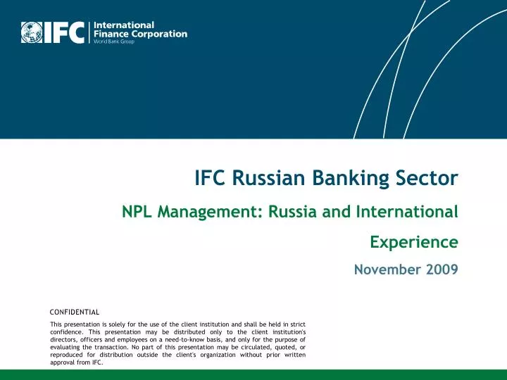 ifc russian banking sector npl management russia and international experience november 2009