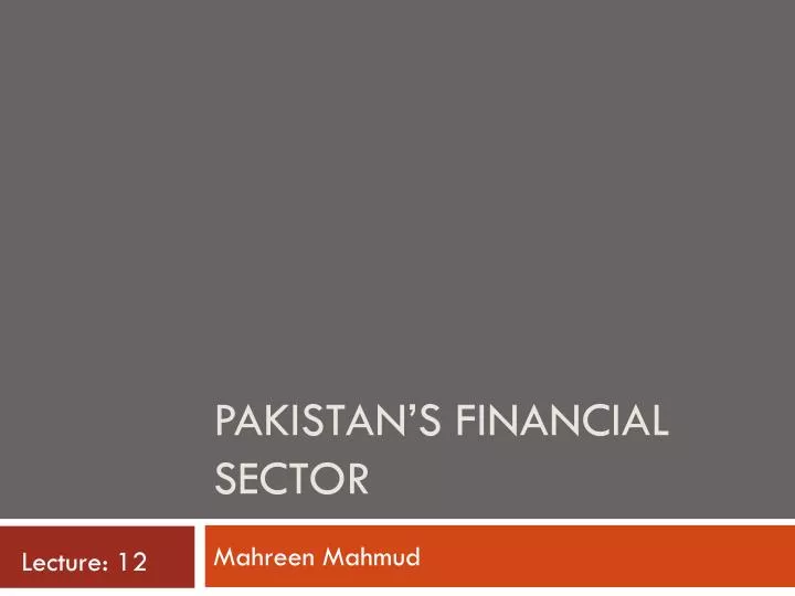 pakistan s financial sector