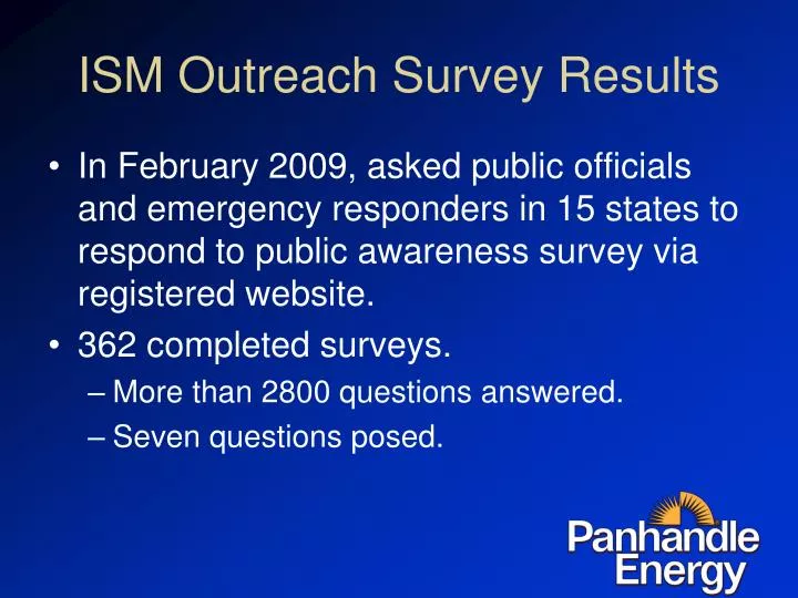 ism outreach survey results
