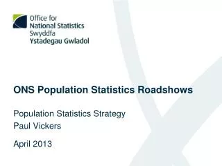 ONS Population Statistics Roadshows