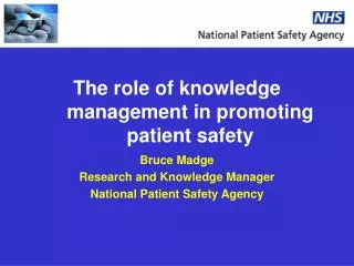 The role of knowledge management in promoting patient safety