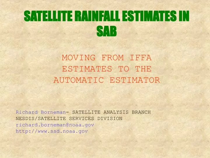 satellite rainfall estimates in sab