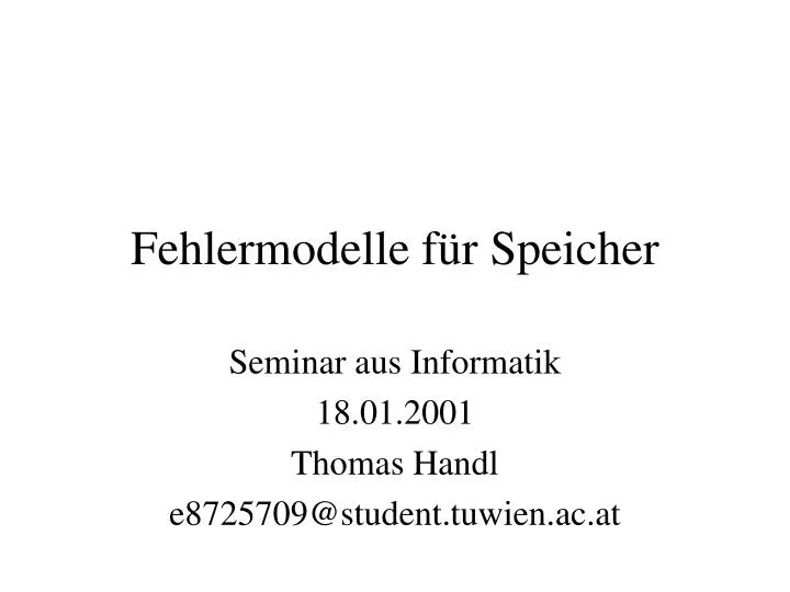 fehlermodelle f r speicher