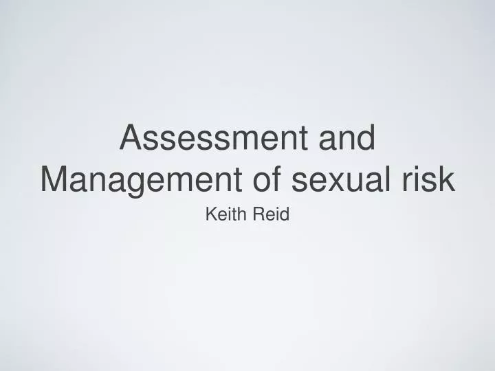 assessment and management of sexual risk