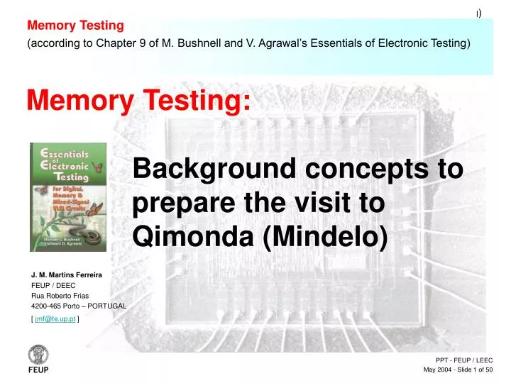 memory testing background concepts to prepare the visit to qimonda mindelo