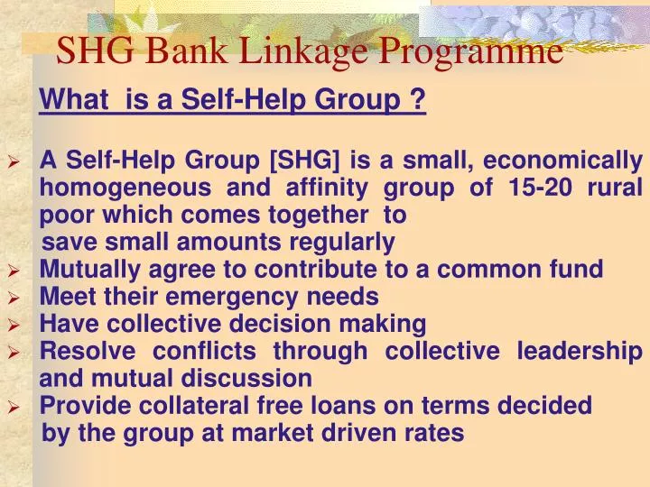 shg bank linkage programme