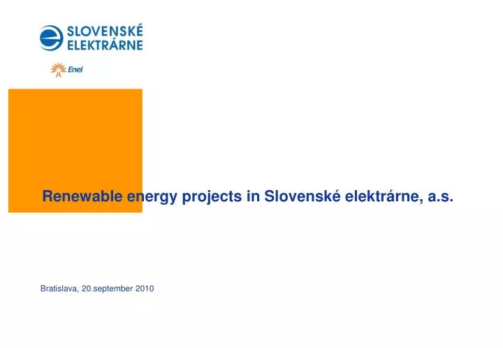 renewable energy projects in slovensk elektr rne a s