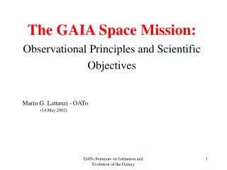 The GAIA Space Mission: Observational Principles and Scientific Objectives