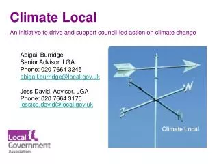 Climate Local An initiative to drive and support council-led action on climate change