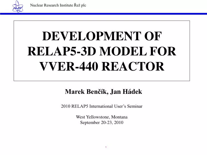development of relap5 3d model for vver 440 reactor