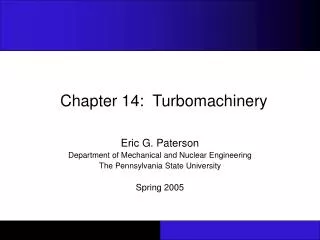 Chapter 14: Turbomachinery