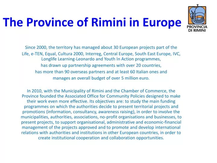 the province of rimini in europe