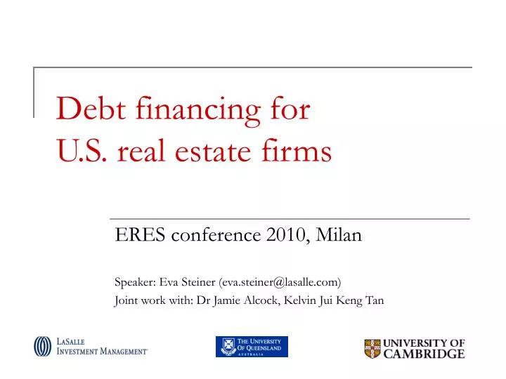 debt financing for u s real estate firms