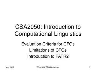 CSA2050: Introduction to Computational Linguistics