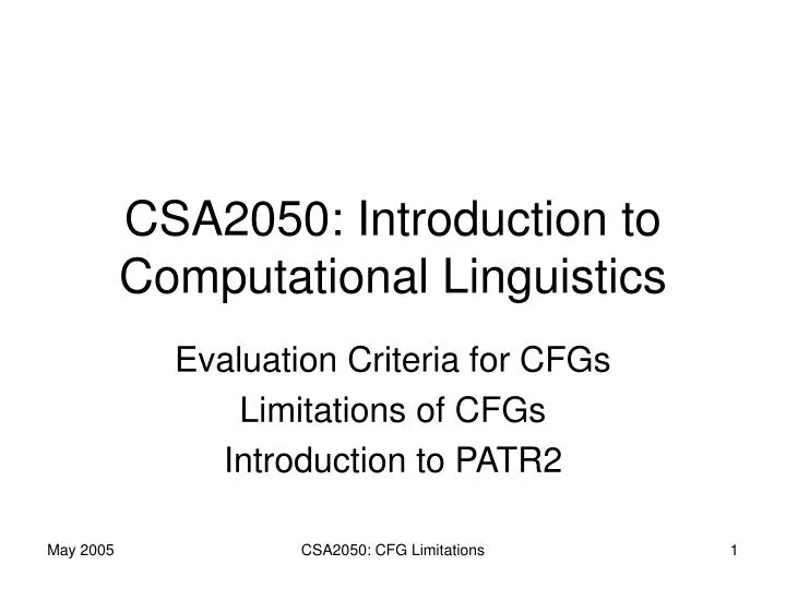 csa2050 introduction to computational linguistics